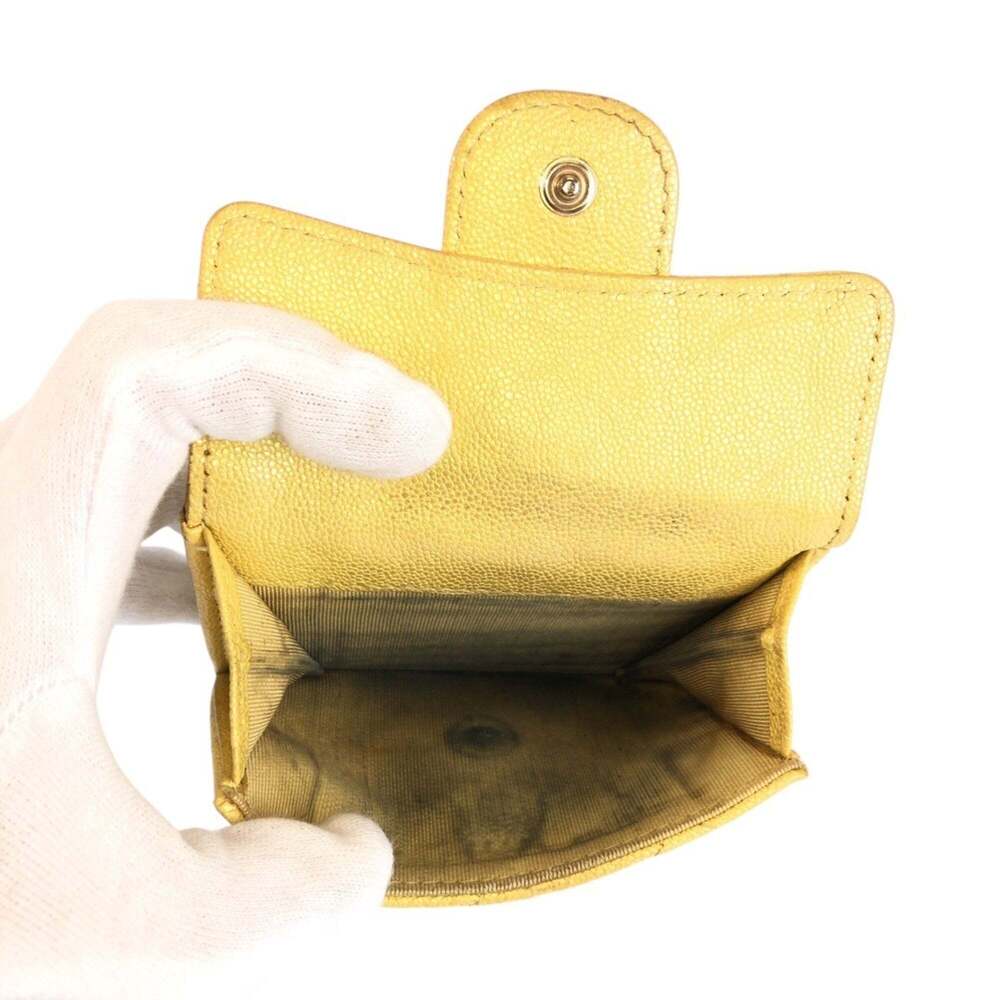 CHANEL Yellow Leather Logo Wallet - Picture 8 of 10